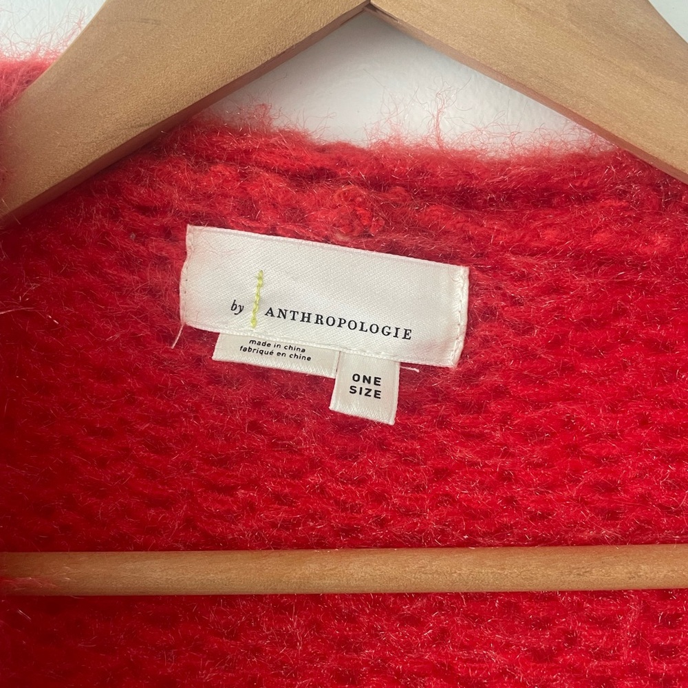 Anthropologie Chunky Stripe Open-Front Cardigan - Red & Light Blue - Picture 3 of 5